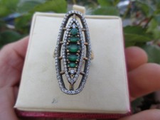 anello fascia   argento 925  smeraldi  zaffiri bianchi 