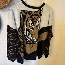 Maglione vintage Venezia Sportswear tigre stampa animalier maglia oversize anni 90 Y2K