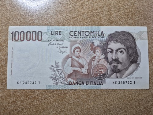 100000 lire caravaggio tipo - , 1