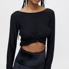 Maglione Beyond Yoga peso piuma centro palco ritagliato manica lunga taglia small S