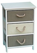 CASSETTIERA MOBILETTO - BAGNO CAMERA - 3 CASSETTI LEGNO LACCATO E TESSUTO