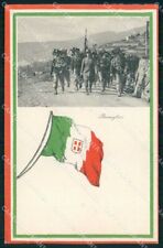 WW1 WWI Militari Patriottismo Tricolore Bersaglieri cartolina KF5437