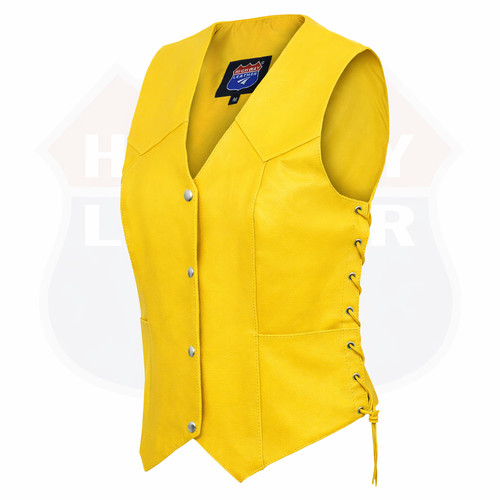 Gilet pelle giallo - gilet, hl14501