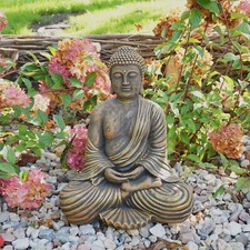Statua statua in pietra Buddha Feng Shui 42 cm 19 kg oro cemento bianco antigelo