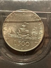 Moneta REPUBBLICA ITALIA 1964 ARGENTO 500 LIRE CARAVELLE  (VC85)