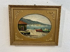 Vintage Signed Boats Harbor