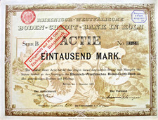 non forato Rheinisch-Westfalische Boden-Credit Bank AG Colonia storico Azione 1895