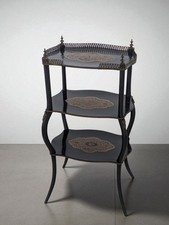 Tavolino da Caffè in Ottone e Legno | Piccolo Tavolo Stile Boulle