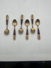 6 POSATE BUDDHA/ CUCCHIAINI IN OTTONE E LEGNO 