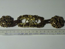 ALAMARO ALLACCIATURA PASSAMANERIA ORO / MARRONE  MIS 16 X 3,5 CM MODA RETRO'