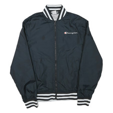 CHAMPION Giacca Uomo Nera Varsity Zip M Misto Poliestere Riga Tinta Unita