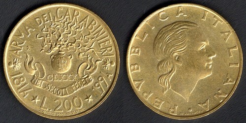 Italia 200 lire - 1994, 180°