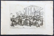 Bartolomeo Pinelli 1809 stampa antica vendemmia saltarello acquaforte roma