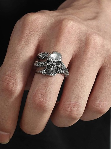 Anello uomo decorato teschio - anello,