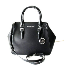 Borsa Michael Kors Charlotte LG Satchel pelle nera 35T0SCFS3L