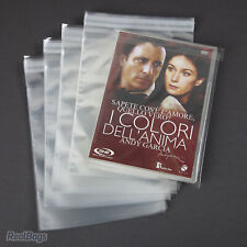  100 Buste per DVD con custodia in ppl trasparente lucido con chiusura adesiva