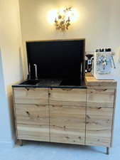 Mini Cucina PARIGI a scomparsa COUNTRY legno 135x65xh100cm TOP CORIAN SU MISURA