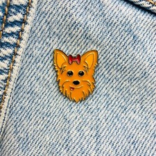 Nuovo Spillo In Smalto Yorkshire Terrier Cane Animale Metallo Regalo 1 Pezzo