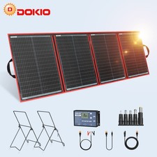 Dokio Pannello Solare Pieghevole 200W 12V per Camper,Viaggi e Outdoor,Portatile