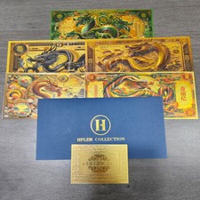 5 pz/set in busta 2024 drago cinese anno lamina oro banconote plastica regali