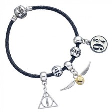 Harry Potter Bracciale Pelle 5 Charms Doni della Morte Binario Boccino Ufficiale