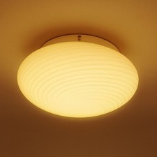 Lampada Plafoniera Vetro Murano Swirl Bianco Design Modernariato Anni '70