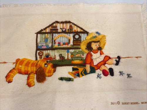 Vintage needlepoint sunset - needlepoint,