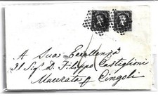 piego tipo lettera affrncato copn coppia 5 cent. sardegna 1851 firmato