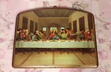 QUADRO ULTIMA CENA IN LEGNO MASSELLO CON STAMPA ORO A CALDO CM 43 X 33