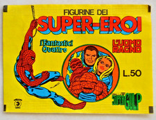 SUPER-EROI L'Uomo Ragno Fantastici Quattro bustina figurine Editoriale Corno