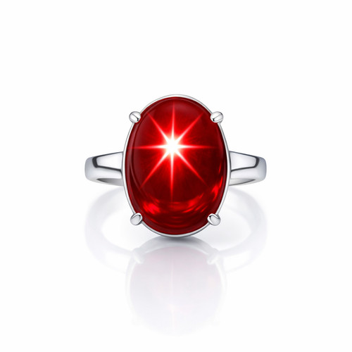 Zaffiro stella rossa - ,, anello