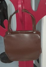 Borsetta Vintage Anni '60 In Pelle Lucida Marrone Chiusura In Metallo