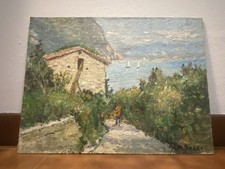 Dolci Martino (1912-1994) Lago di Garda.Limone.Olio su Compensato