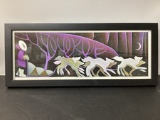 Stampa artistica cane slitta firmata Nathalie Parenteau "Il lungo viaggio" incorniciata