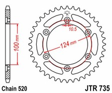 Pignone JT SPROCKETS standard in acciaio posteriore 735 - 520