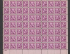 1948 US Scott #960 3c William White, scrittore - foglio di 70 MNH PL#23855