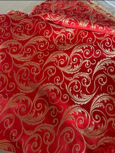 Tessuto damascato rosso oro - damascato,