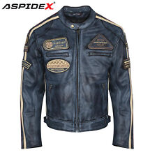 Giubbotto Moto in pelle da Uomo Vintage Custom Café Racer Waxed pelle Morbida