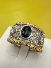 ring anello FLORENTINE  BUCCELLATI  STYLE LAVORATO A MANO oro18KT 750°/°°zaffiro