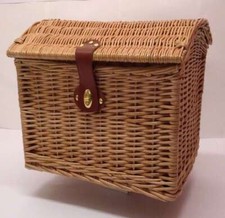 Mvtek Cestino Posteriore 42x30x22/28cm Bauletto LARGE in Vimini Marrone