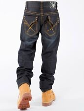 Jeans esclusivi pelle pelle blu scuro pent baggy hip hop 40x34 denim $369 rari