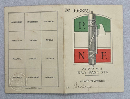 Tessera pnf 1930 fascio - pnf,