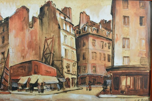 Tableau ancien vue rue - tableau,