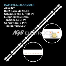 KIT 2 BARRE STRIP 9 LED TV