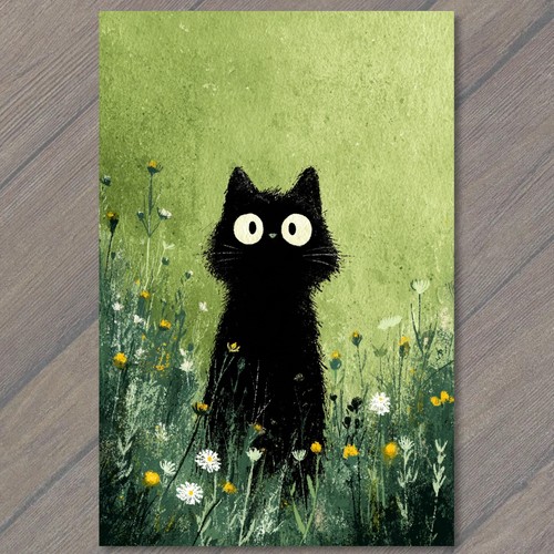 Stampa artistica gatto nero