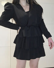 ABITO VESTITO DONNA BALZE RUOTA NERO SCOLLO TG UNICA