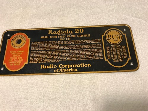 Targa ottone rca radiola - ottone, 20