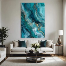 Acqua e Oro - Quadro Canvas su Tela Mandrarte - Astratto Moderno