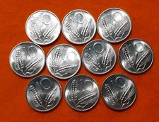 ITALIA LOTTO 10 ESEMPLARI 10 LIRE SPIGA 1955 FDC NC DA ROTOLINO