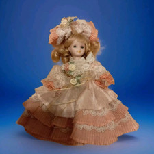 VVt - Bambola Vintage Bisquit Dama Floreale h. 25 Cm